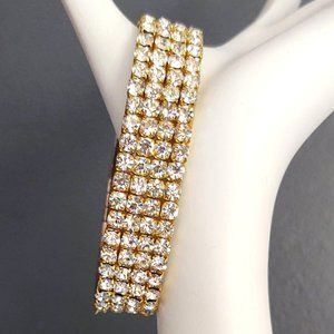 Gold and cz stretch bracelet